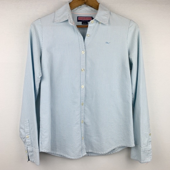 Vineyard Vines Tops - Vineyard Vines Oxford Stripe Button Up Surf Blue